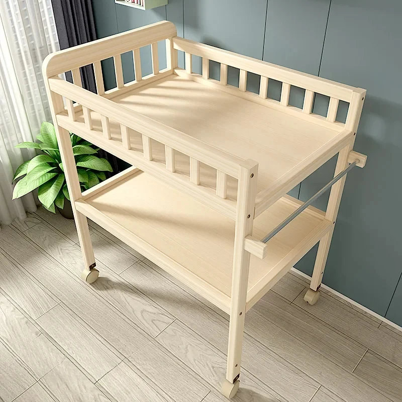 BS223 | Solid Wood Diaper Changing Table for Newborns, Multifunctional Changing Station, Bathing and Massage Table, Portable and