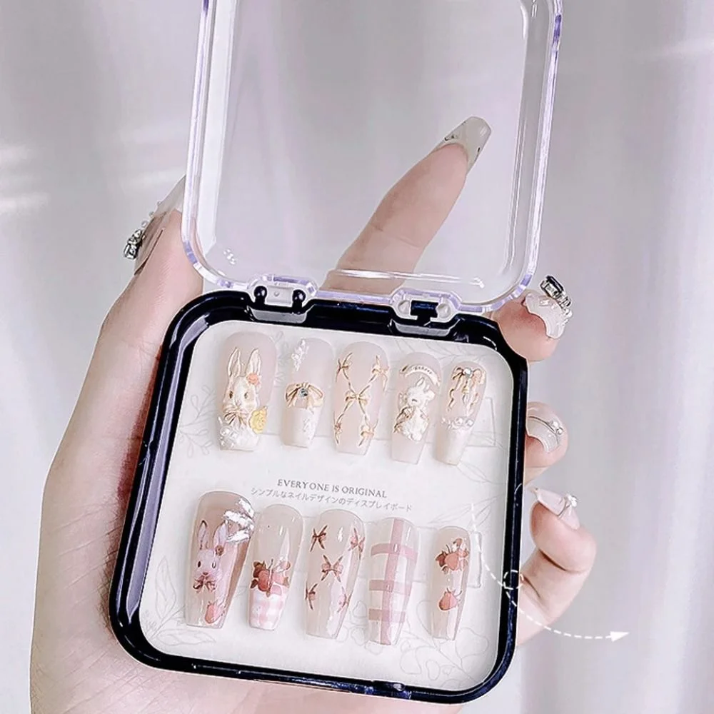 New Plastic Empty Nail Boxes Square Shape Clear Nail Wearing Storage Box Dustproof Transparent Nail Show Box