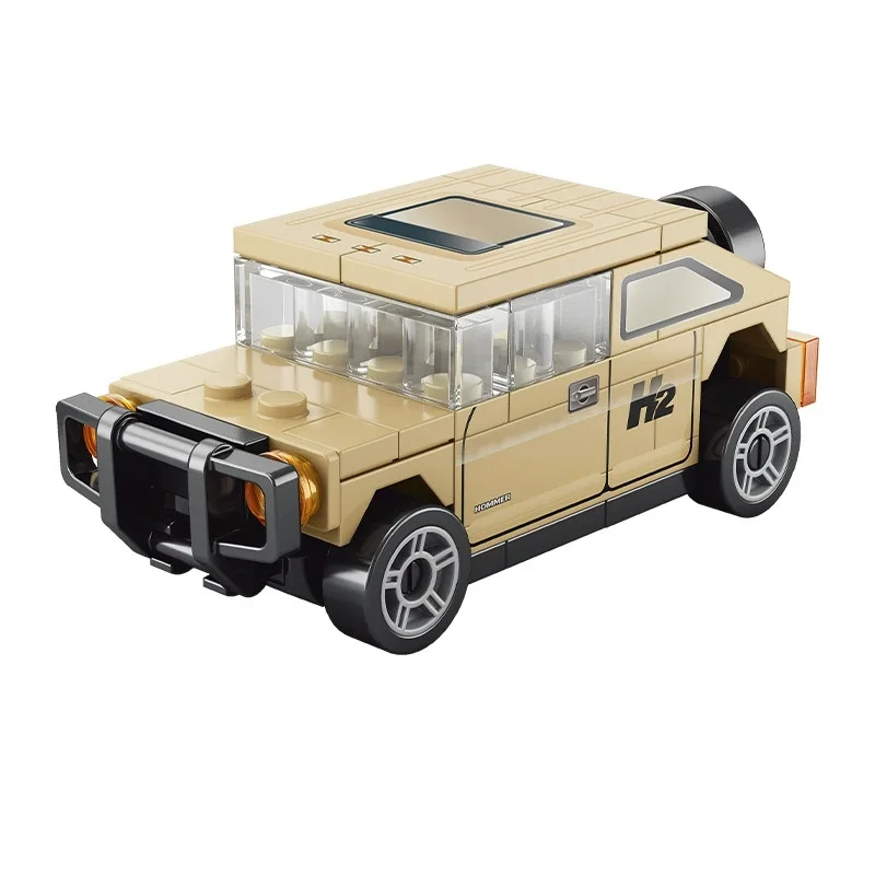 DIY Vier-Gitter-Rennwagen-Bausatz mit Rückziehfunktion, Rennauto-Spielzeug für Jungen, Filmmodell, Stadt, Kindergeschenk