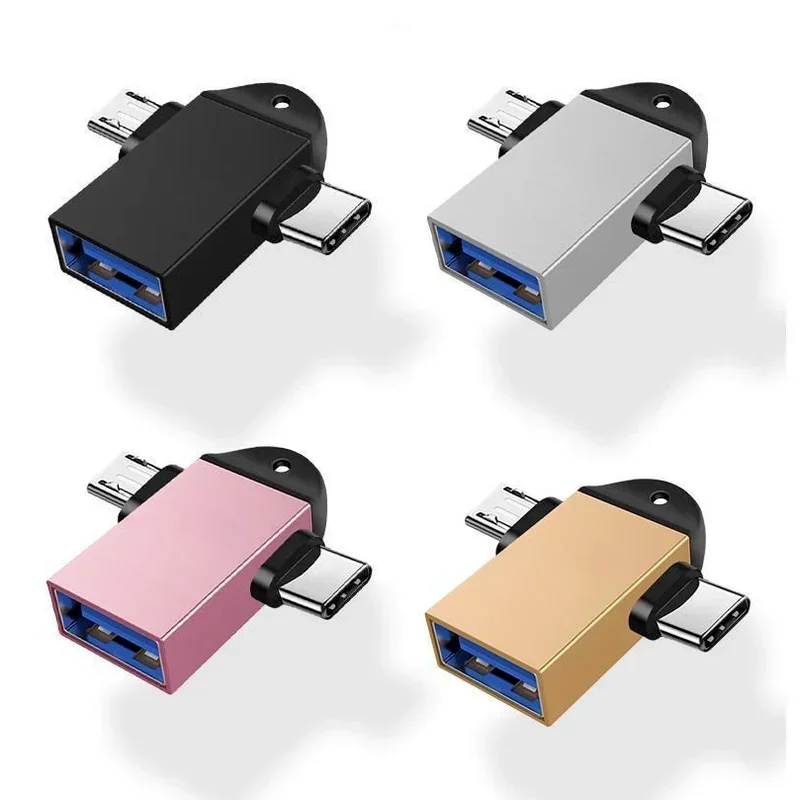 Adaptador USB3.0 para Micro USB e TYPE-C Conversão OTG 2 em 1 Conversor de carregamento de transferência de dados para celular e computador