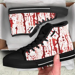 INSTANTARTS Bloody Horror Pattern Men High Top Sneakers Classic Vulcanized Casual Canvas Flat Shoes for Male Casual Walking Shoe