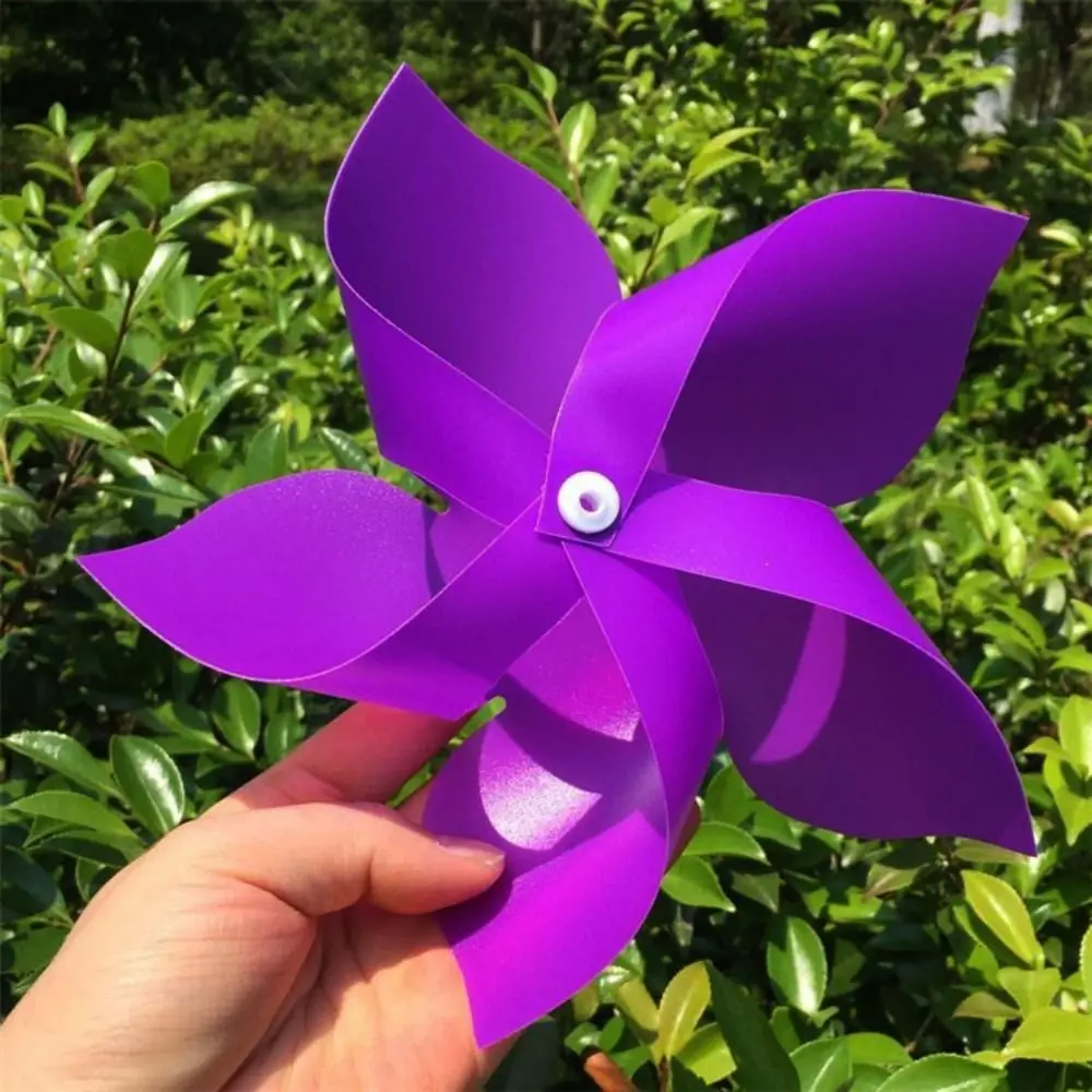 10pcs/set with Rope Strings Colorful Arch Corridor Windmill Solid Color with Steel Wire Rope 5 Leaves Pinwheels Handmade Plastic