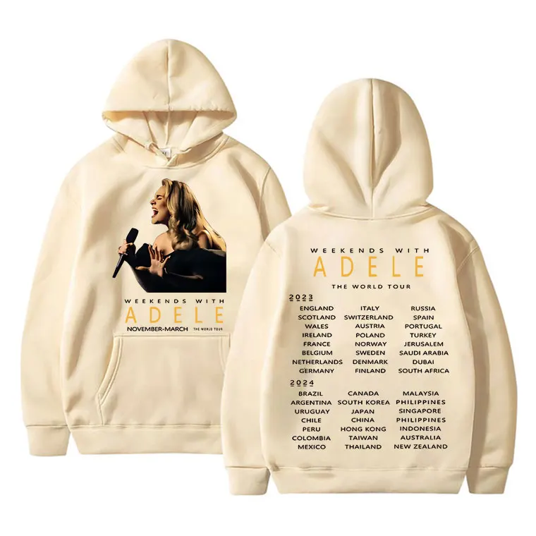 Britain Popular Singer Adele Weekeds with Adele The World Tour Print Hoodie Men Women Fashion Casual Oversized Hooded Sweatshirt