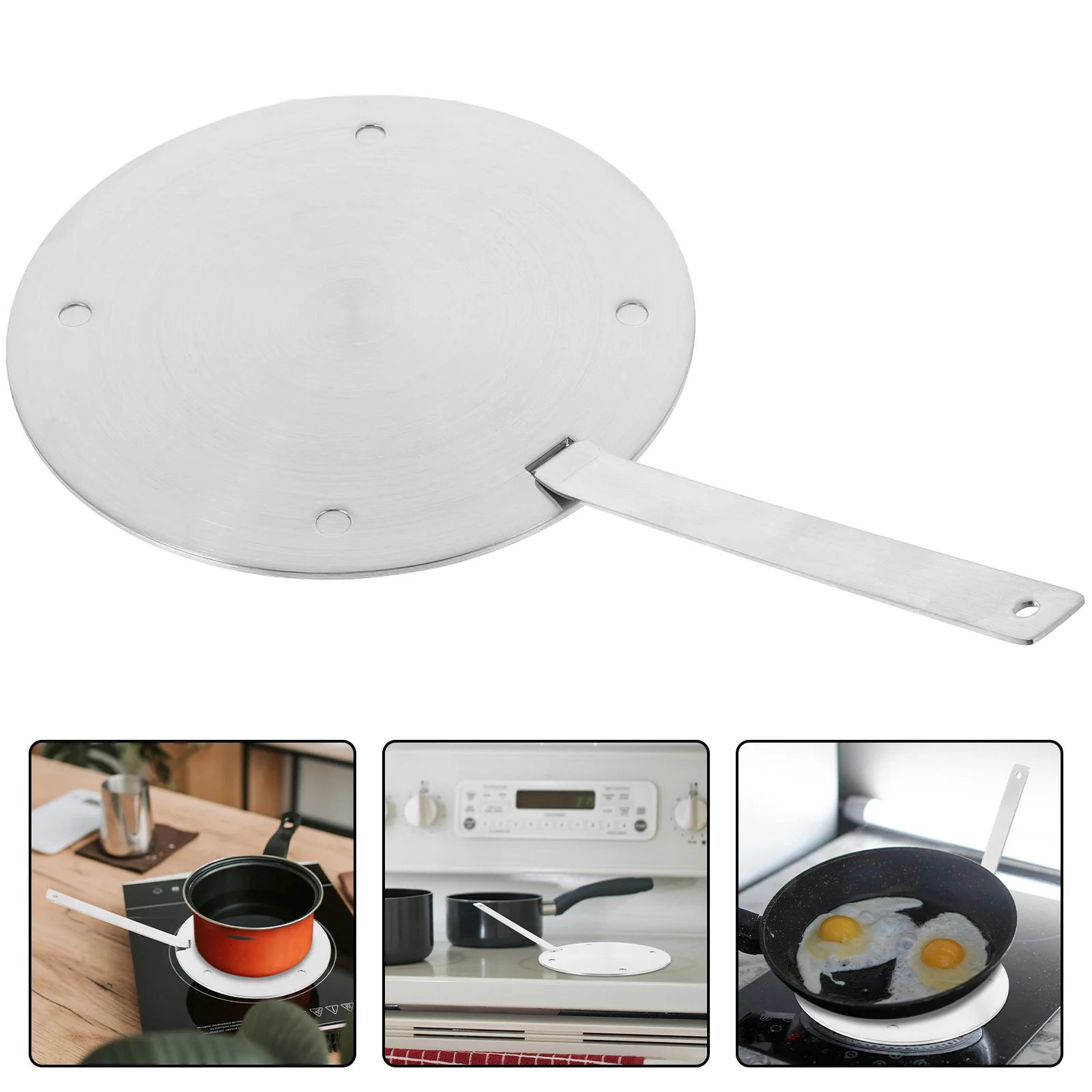 

Stainless Steel Heat Conduction Plate Induction Cooktop Adapter Essential Thermostat Cooker Ware Metal Round