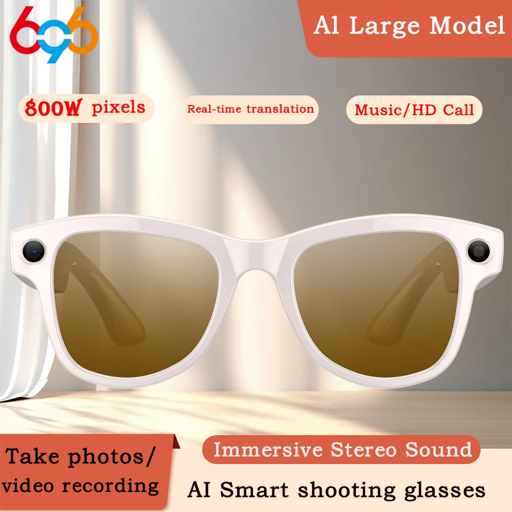스마트 안경 800만 화소 4K HD 카메라 사진 촬영 비디오 녹화 실시간 번역 EIS 흔들림 방지 블루투스 통화 음악