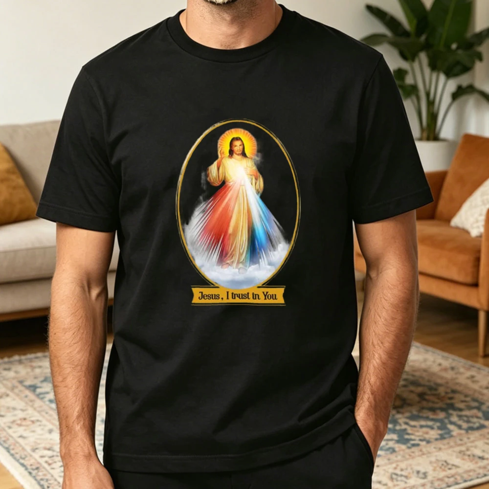 T-shirt graphique « Divine Miséricorde Jésus, je me confie en Toi », T-shirt graphique de la foi catholique, cadeau pour les amoureux de la foi dévotionnelle catholique, T-shirt unisexe