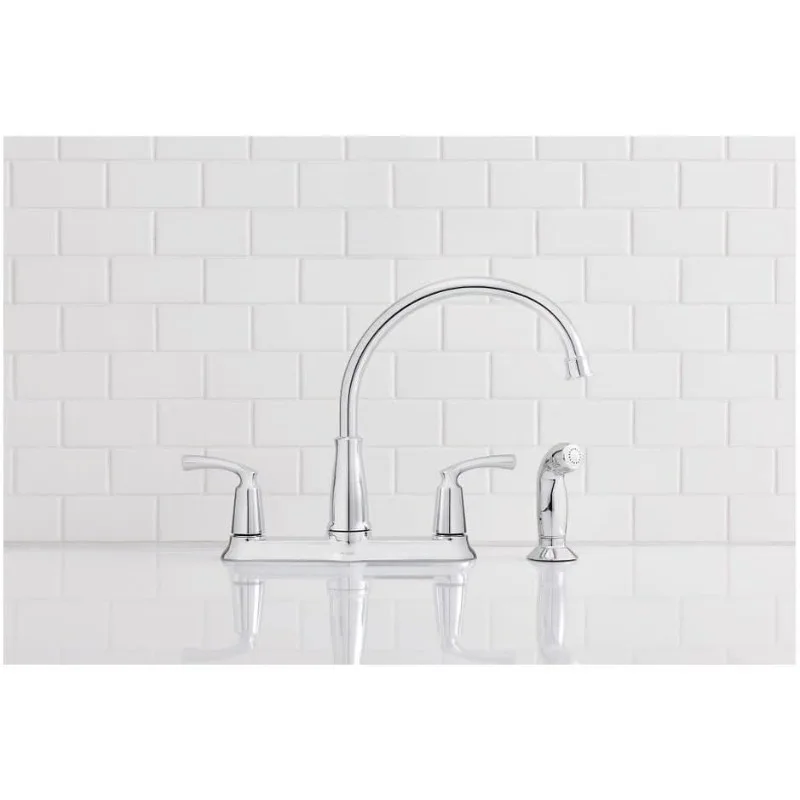 Moen 87403 Bexley Chrome 2Handle Lever Kitchen Faucet with Sprayer