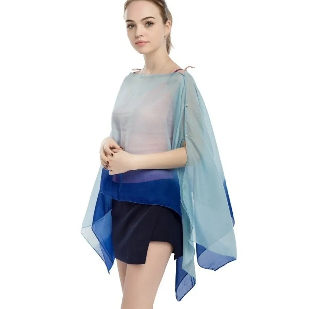 

Fashion Chiffon Sunscreen Shawl Transparent Colorful Chiffon Shrug Sun Protection Women's Sun Clothing Summer