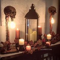 Skull Light Lamp Skeleton Horror 3D Statue Creative Party Prop Table Decoration Home Ornament Atmosphere Night Lamp Halloween