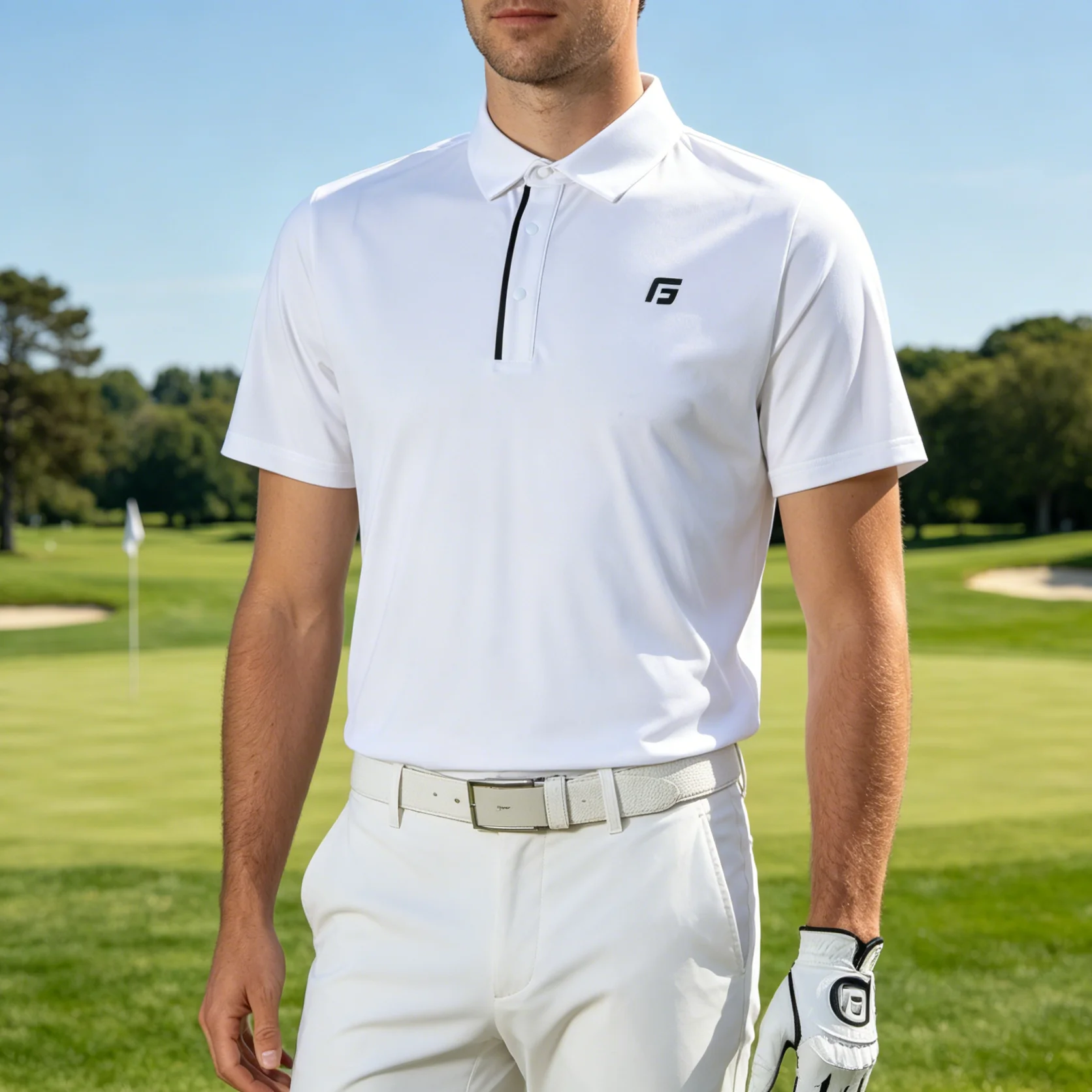 Men's Golf Short Sleeve Polo Shirt Breathable Elastic Quick Dry Summer Sport Top with Collar Cool Feeling Men's T-shirt
