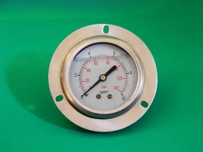 Pressure Gauge Stainless Steel Axial Edge Shock Resistant Oil Filled YN60ZT 10Kg 145Psi Panel