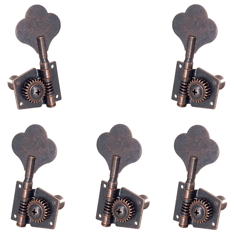 

5Pcs Guitar Vintage Open Bass Guitar Tuning Key Pegs Machine Head Tuners 1L4R for 5 Strings Bass Red Bronze