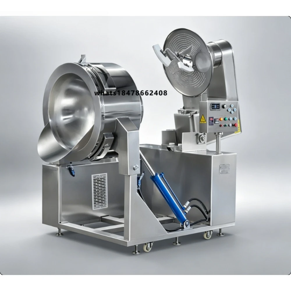 Cooking Mixer Heating Small Automatic Stir Fry Robot Wok Horizontal Vacuum Horizontal Frying Machine