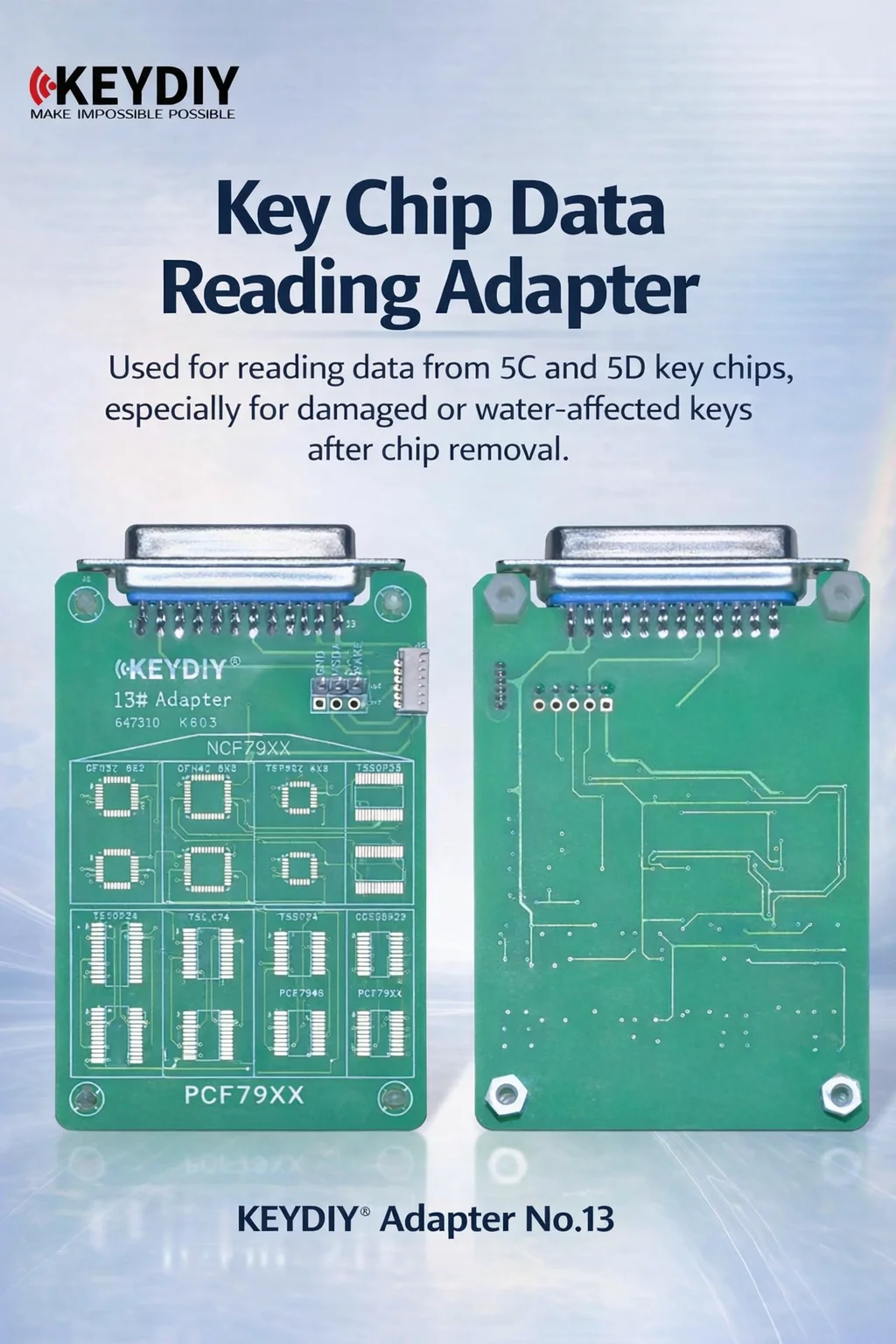 keydiy-kd-13-キーチップ読み取りアダプターボード-5c-5d-キーチップデータ読み取り用-水害・破損した車のキー修理ツール