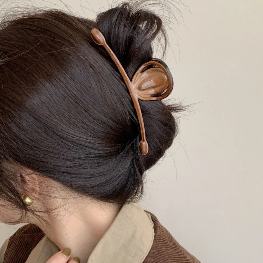 New Acrylic Hair Claw Clip Large Size Wood Color Shark Clip Hair Clamps Grab Women Hair Accessories