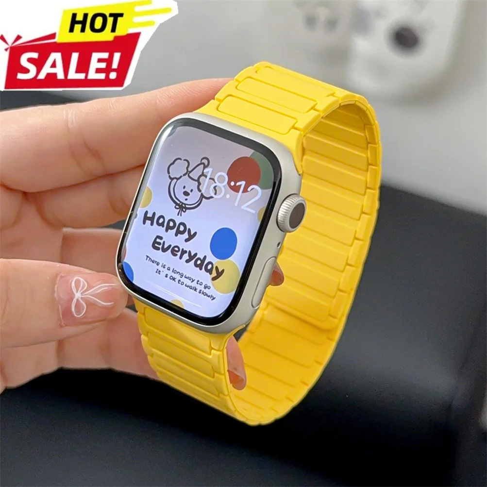 Magnetisches Silikonarmband für Apple Watch 46 mm 42 mm 49 mm 45 mm 41 mm 44 mm 40 mm Band für IWatch Ultra 1-3 Serie 11 10 9 8 7 6 SE 5 4