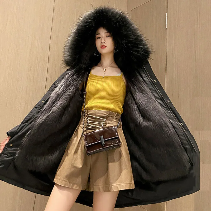 Winter Warm-keeping School Overcomes The Women\'s Tide Of Women\'s Detachable Fur Coat With Loose Temperament In Long Hooded Fur