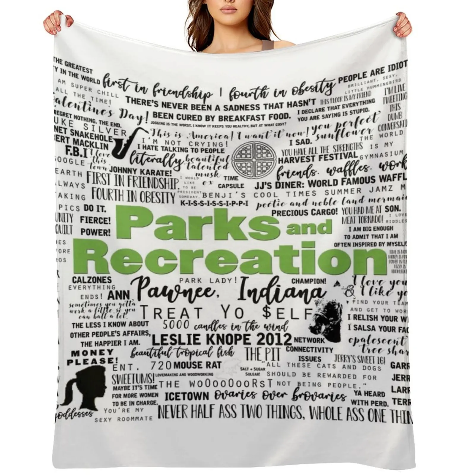 

Parks and Recreations Memorable Quotes Throw Blanket Comforter Flannels Sofa Plaid Blankets