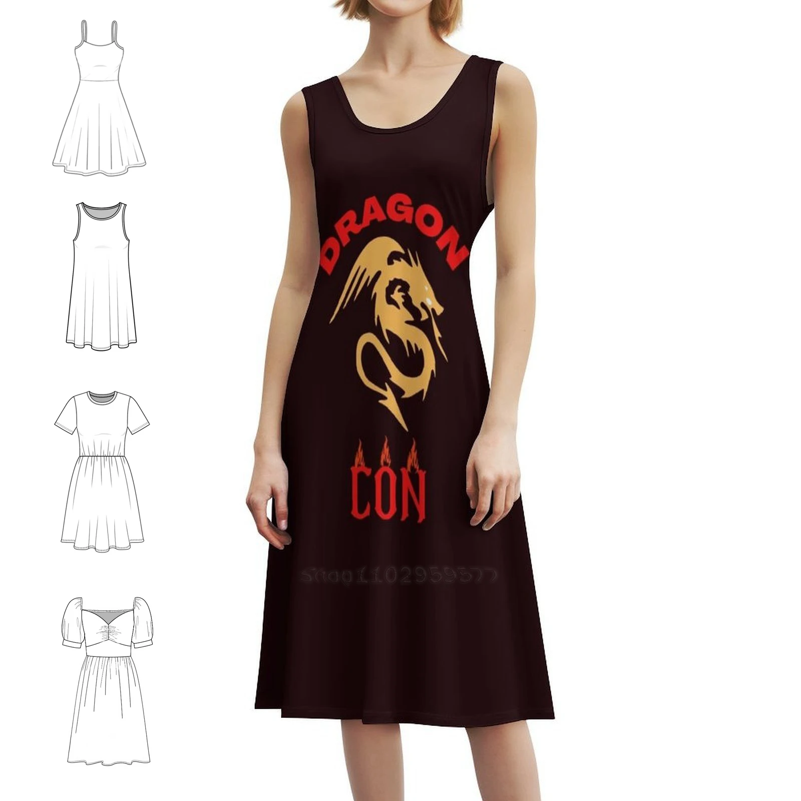 فستان تنين كون بفتحة عنق على شكل قلب فستان أنيق للحفلات الصيفية للنساء ملابس نسائية على شكل سجادة Dragon Con Dragoncon Marriot