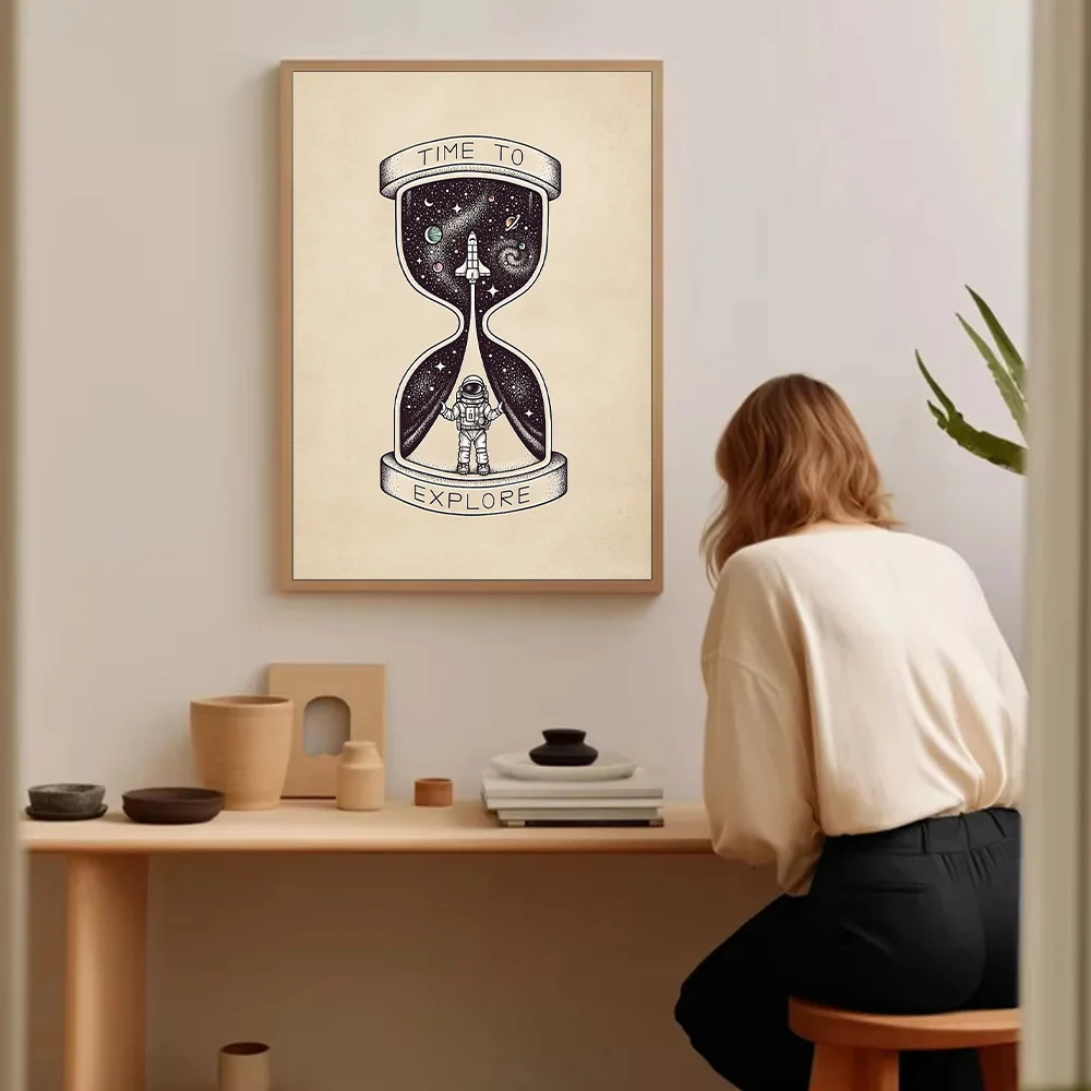 رائد فضاء الفضاء قماش جدار الفن غالاكسي الكون طباعة ريترو الخيال العلمي ديكور هدية ديكور المنزل