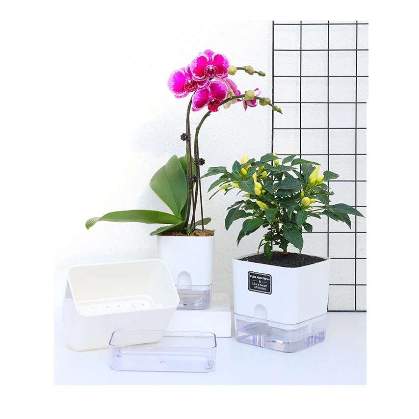 Neue Selbst Bewässerung Blumentopf Magnetische Kunststoff Selbst-saugfähigen Baumwolle Seil Blumentopf Für Doppel-deck Faul Blumentopf garten Liefert – Detail 27