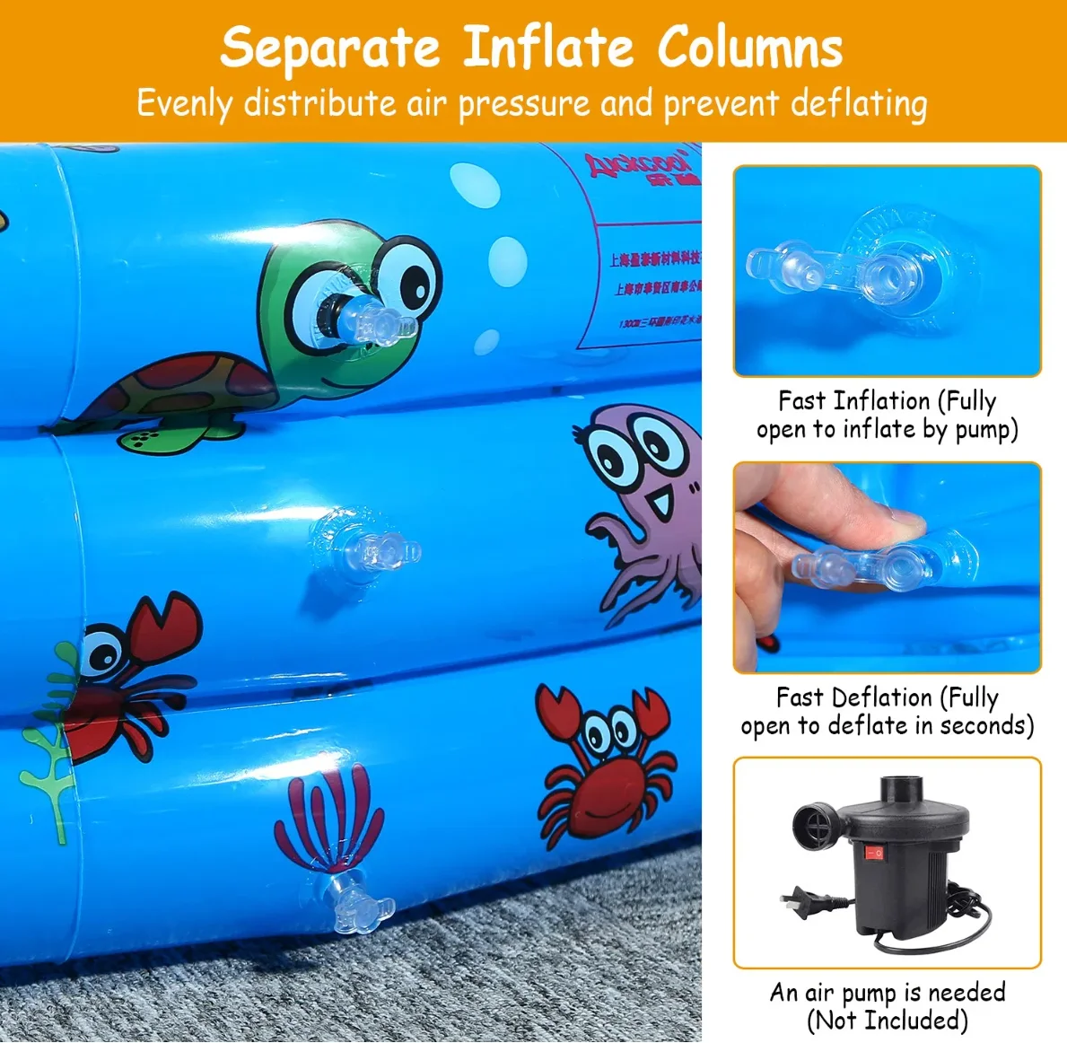 51x13インチインフレータブルスイミングプール爆破ファミリープール3人の子供用折りたたみ式スイムボールプール