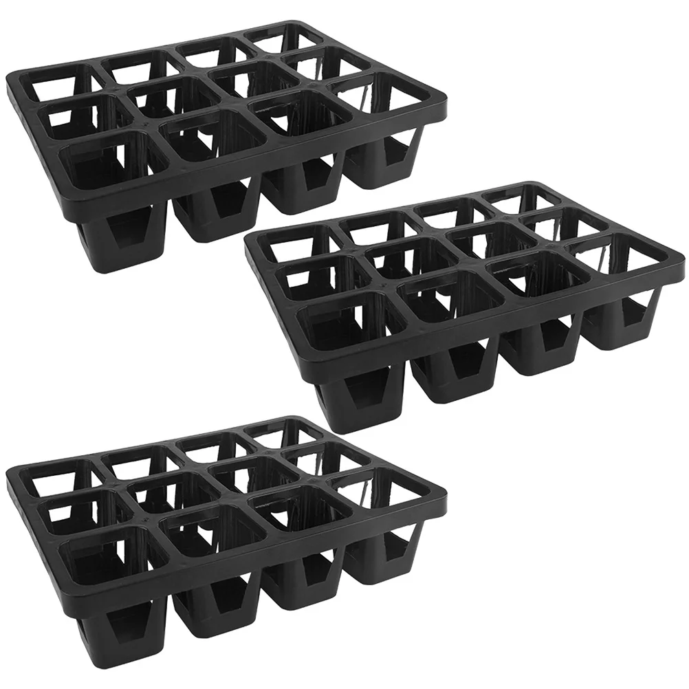 

3pcs 12-Grid Plastic Succulent Holder Bracket Multi Compartment Flowerpot Tray Stand Water Storable Breathable Plant Pot Carrier