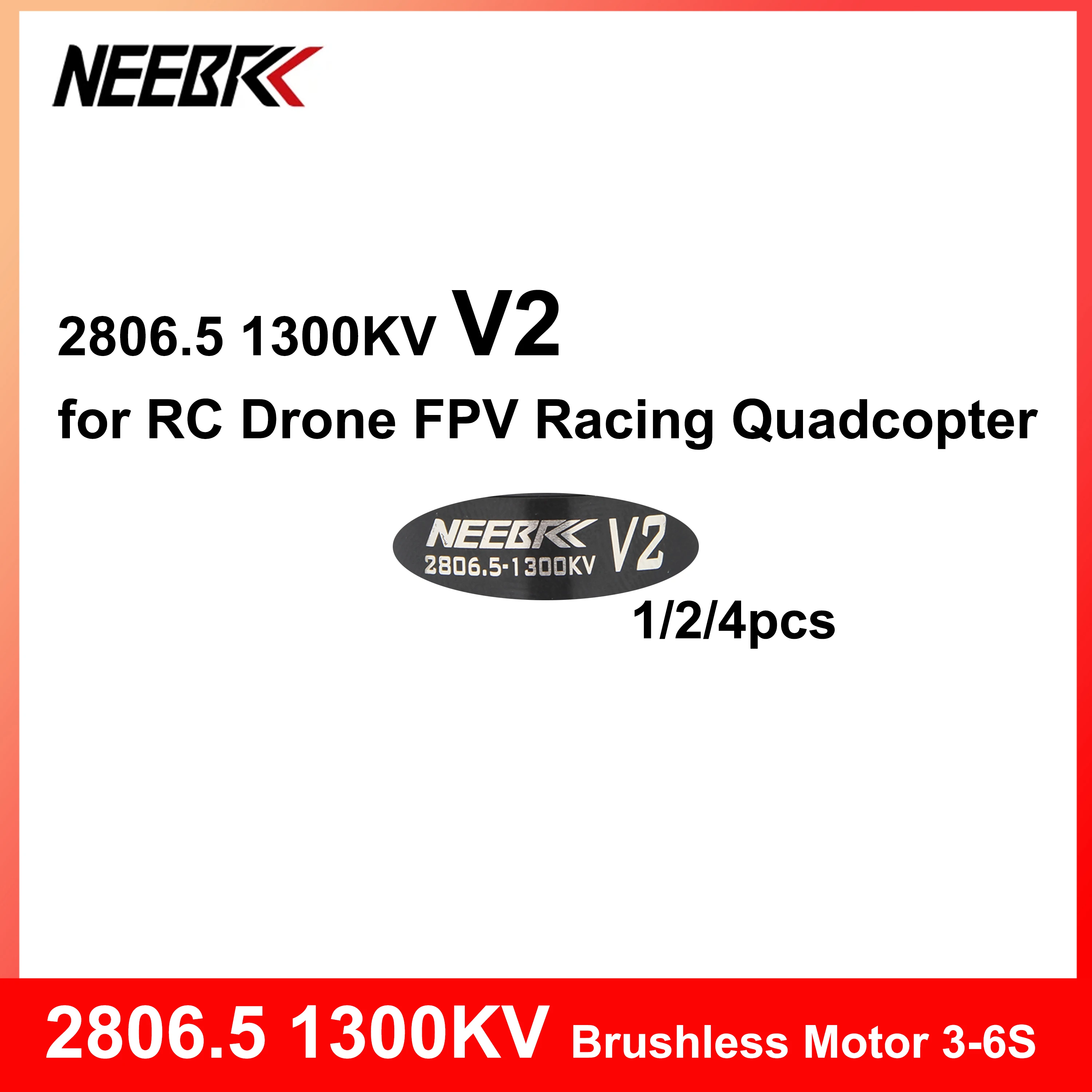 1/2/4pcs NEEBRC Brushless Motor 2806.5 1300KV 3-6S V2 Multi-axis Outrunner for RC Drone Racing Quadcopter Airplane Mark4 7inch
