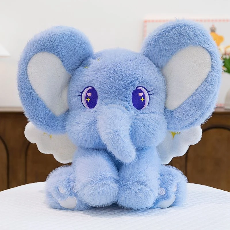 

23cm Cute Sunny Angel Elephant Plush Toy Super Soft New Lucky Winged Elephant Doll a Birthday and Christmas Gift for Children