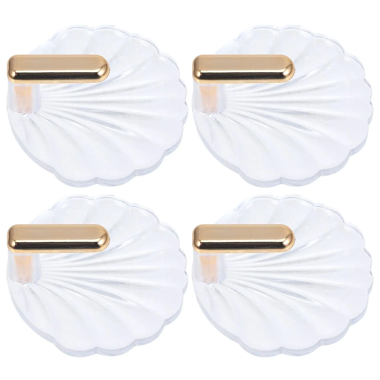 

4 Pcs Shell Shaped Transparent Gold Plated Nail Free Adhesive Wall Hooks for Home Storage Bedroom Bathroom Decorative Hanging