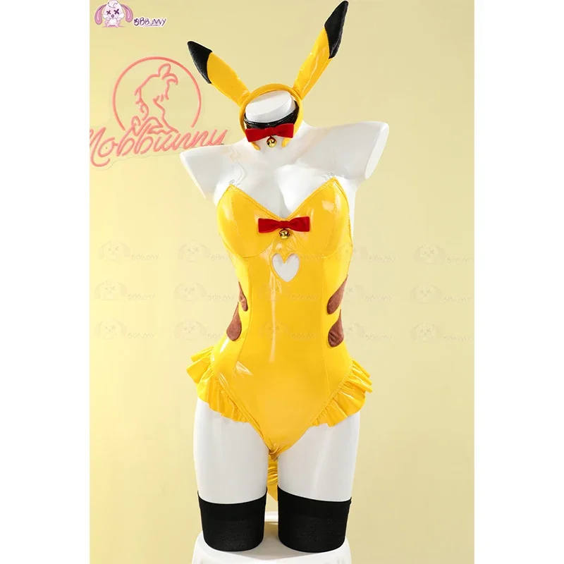 

Anime PM Derivative Sexy Lingerie Bodysuit Yellow PU Cosplay Costume Women's Dress Bunny Lingerie Cos Bright Leather Tight Yello