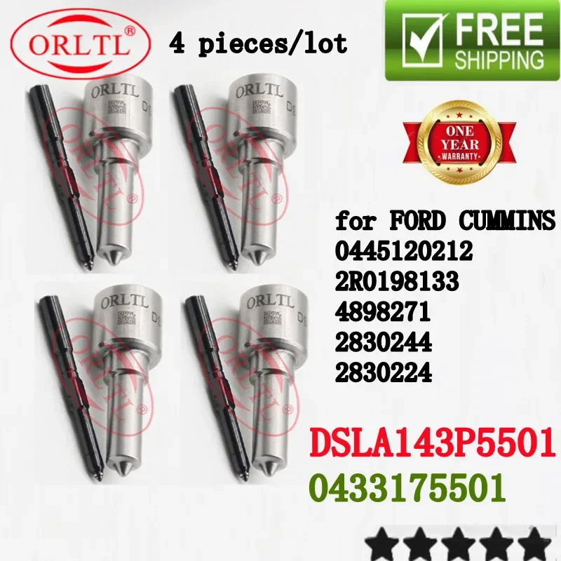 

4 шт. DSLA143P5501 OEM 0433175501 дизельная форсунка для FORD CUMMINS 0445120212 2R0198133 4898271 2830244 2830224