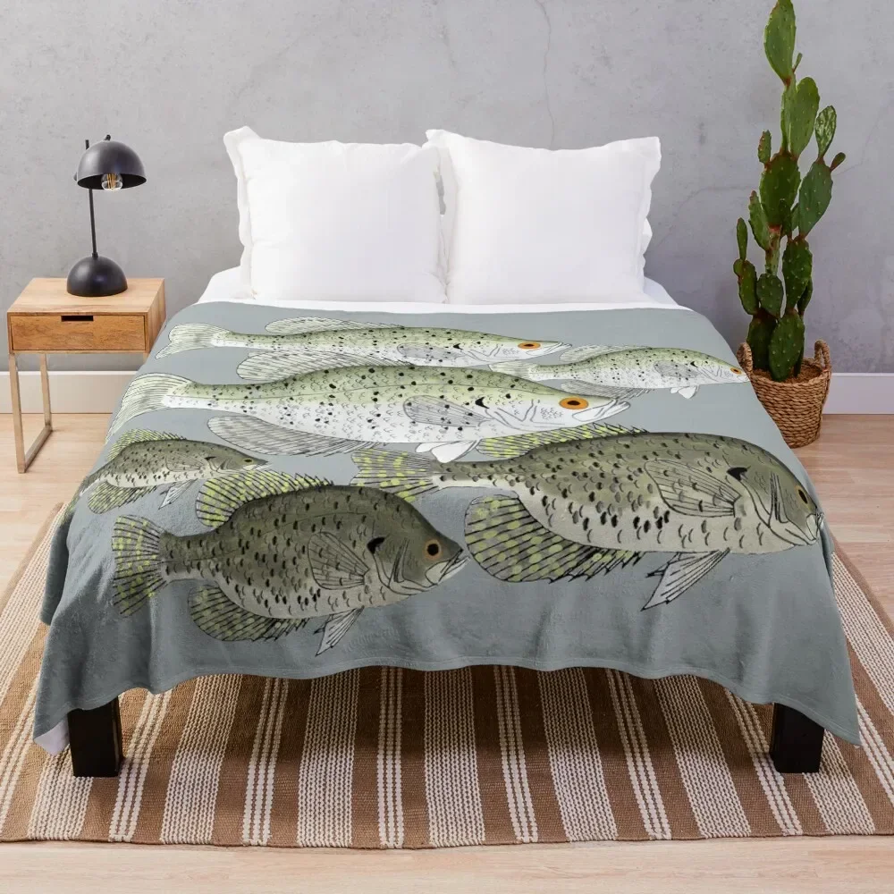 Crappie School Throw Blanket Flannel christmas decoration Sofa Fashion Sofas Blankets