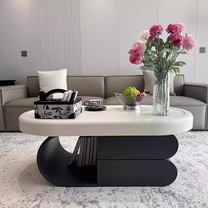 

Nordic Style Oval Coffee Table Modern Minimalist Living Room Glam Coffee Table Eclectic Neutral Coffee Table Home Furniture