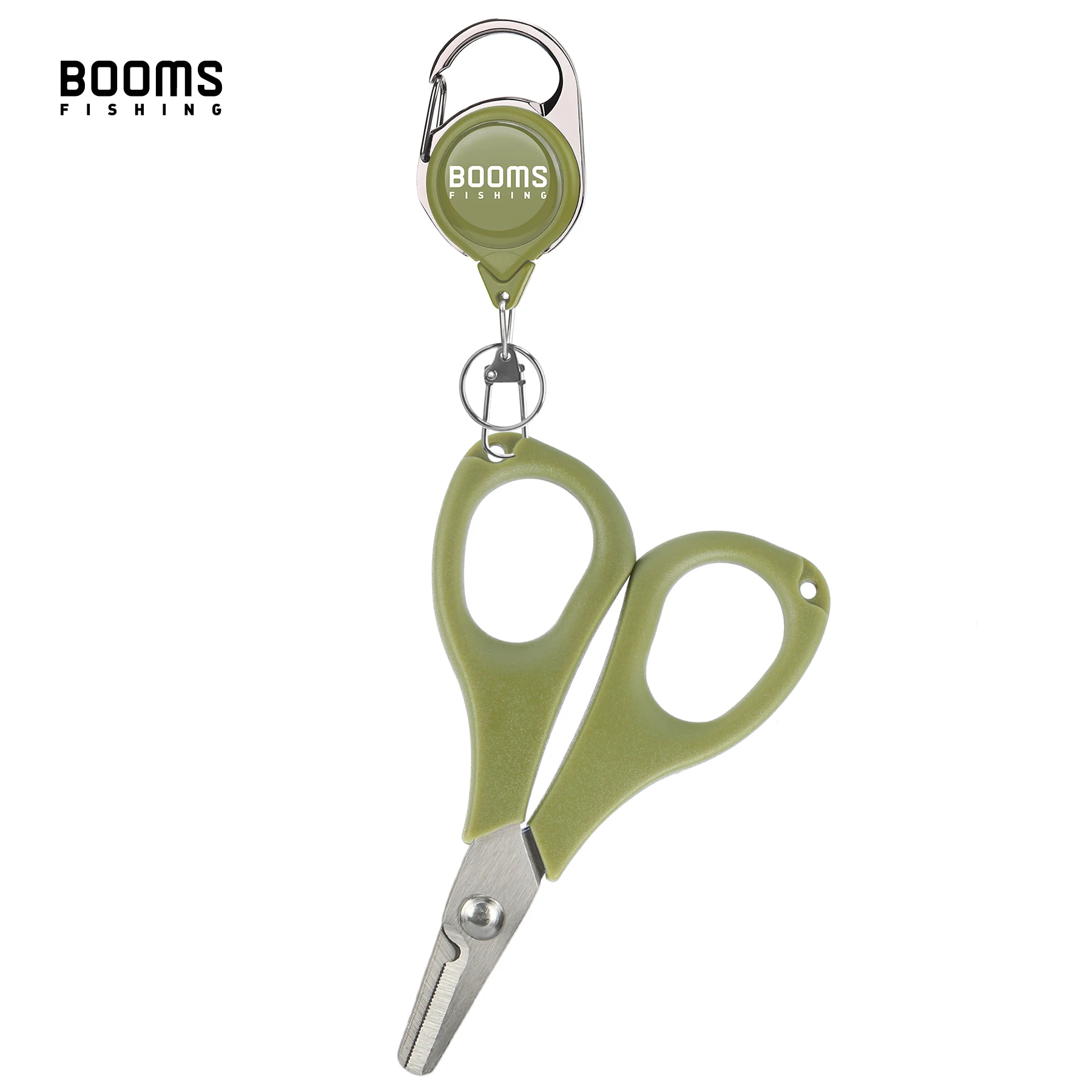 Booms Fishing S01 forbici da pesca per lenza intrecciata taglierina da pesca cesoie seghettate con anello diviso retrattore