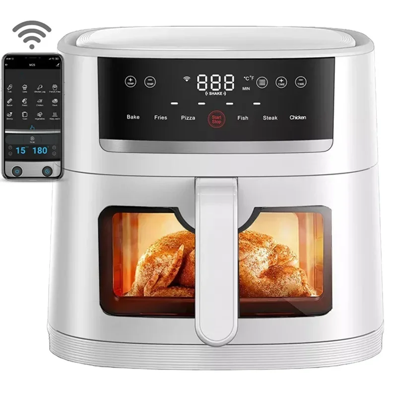 Hot Air Fryer 6L 8L with Tuya App control air frier digital with glass Window smart home appliances wifi air fryers