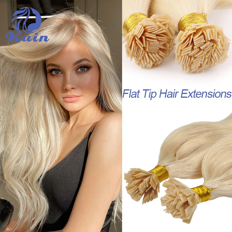 Flat Tip Hair Extensions Real Human Hair Natural Fushion Hair For Women Tip Keratin Human Hair Extensions Ombre Blonde Color