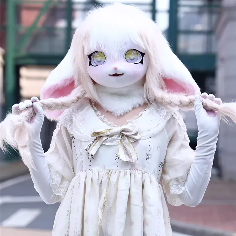 Masque de tête de fourrure d'animal, masque de chat en peluche de renard, accessoires de Costume pour Halloween, accessoires de spectacle de fête Cosplay, cadeaux pour enfants