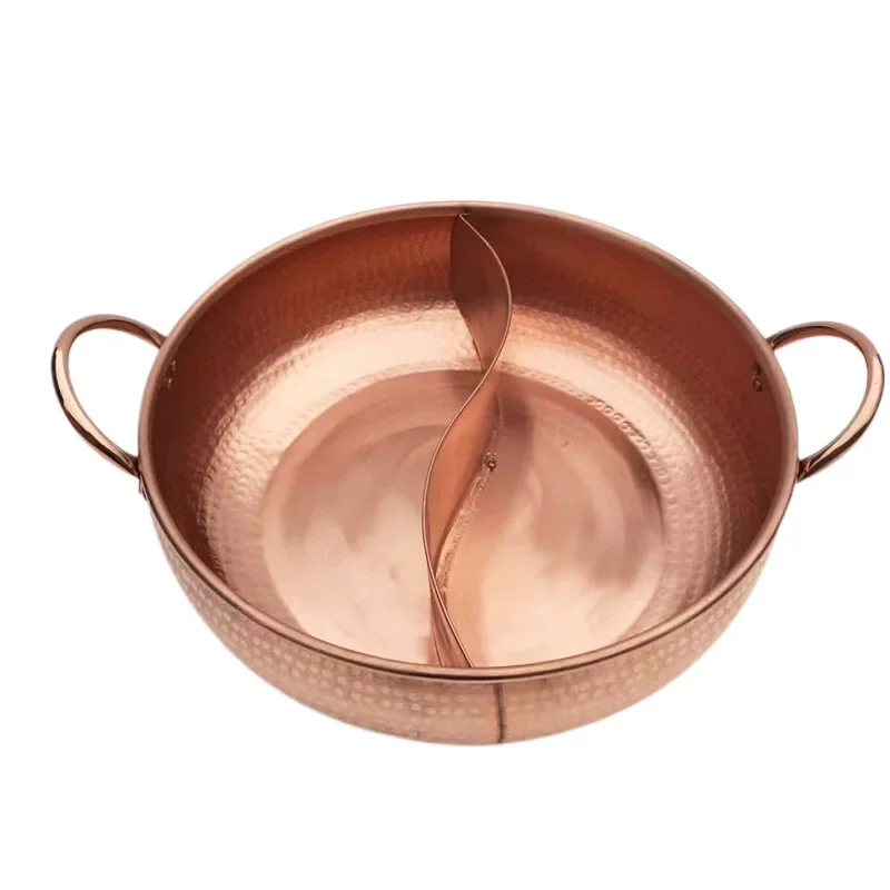 

Thickened, induction cooker copper hot pot handmade, hammer point mandarin duck copper pot, shabu meat