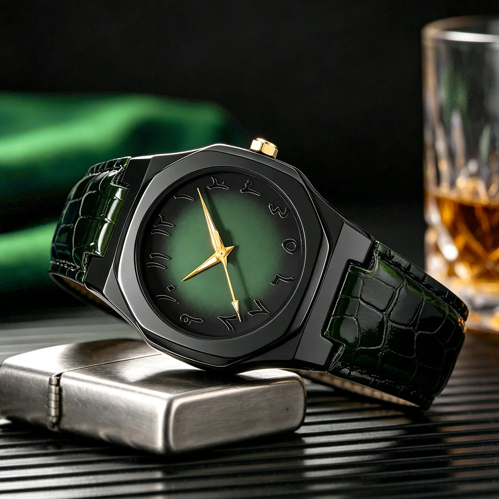 1 Piece New Fashion Trend Men's Quartz Watch. Round Dial with Digital Scale, Suitable for Formal and Casual Occasions
