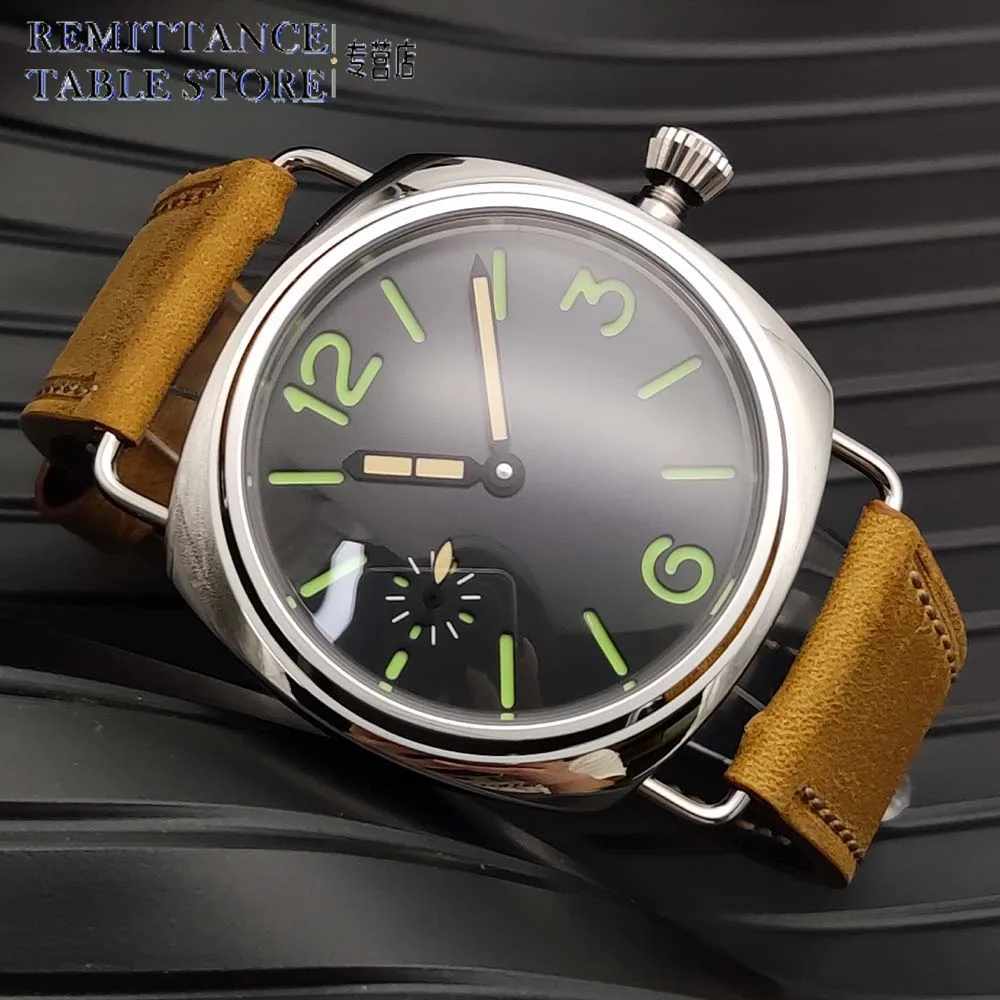 Men's 45mm Vintage Watch, Brown Leather Strap, New Aseptic Dial, Manual Movement, Casual Classic Watch