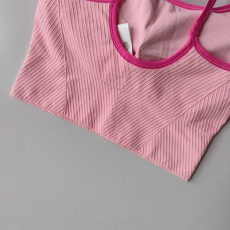 Atmungsaktiver Sport-BH für Damen, Fitness-Gym-Workout-Push-Up-Camisole, Yoga-Top mit Schriftzug, Pilates-Kleidung, Crop-Top, Yoga-BH – Detail 17