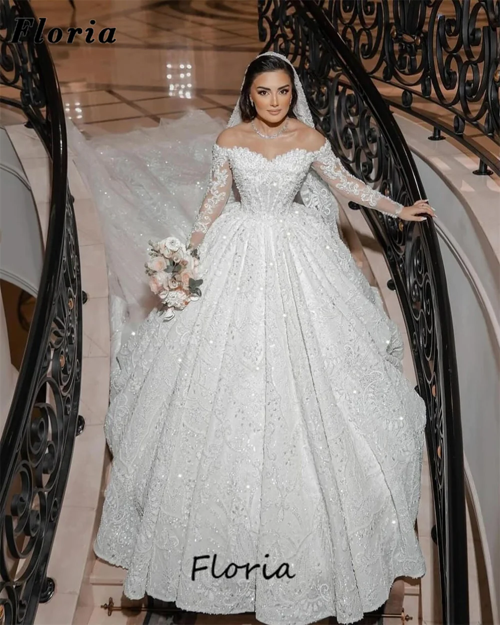 

Gorgeous Dubai Coutures Wedding Dresses Princess Beading Ball Gowns Bride Dress Vestidos De Noiva 2024 Saudi Arabia Bridal Gowns