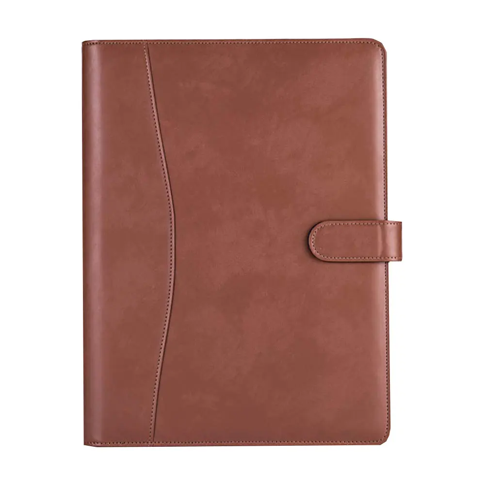 Dossier multifonctionnel en cuir avec couverture pour bloc-notes A4, comprenant 1 bloc-notes ligné, peut contenir des cartes bancaires et d'autres objets de rangement