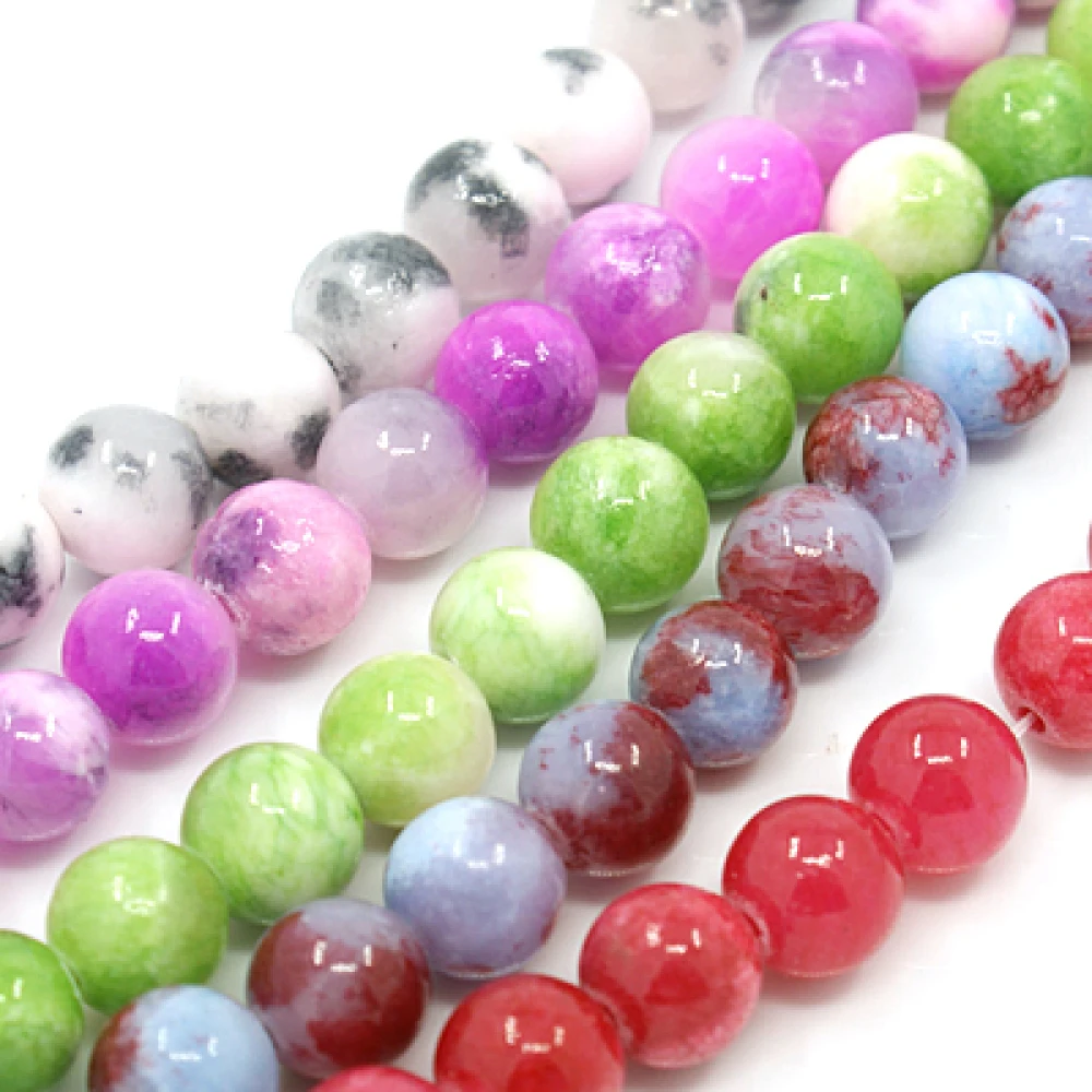 

10 Strand Dyed Natural Persian Jade Beads Strands Mixed Color Round Beads 6/8/10/12mm for jewelry making bracelet necklace decor