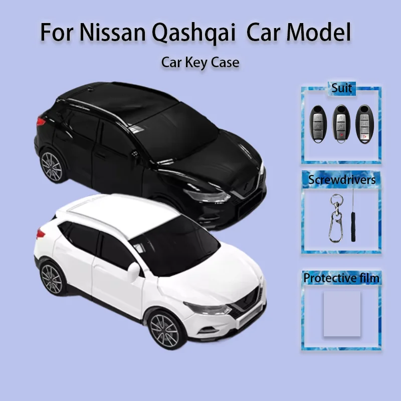 For Nissan Qashqai Key Case Cover Car Model Remote Control Protective Key Holder Chain Creative Buckle Surprise Gift Accessories