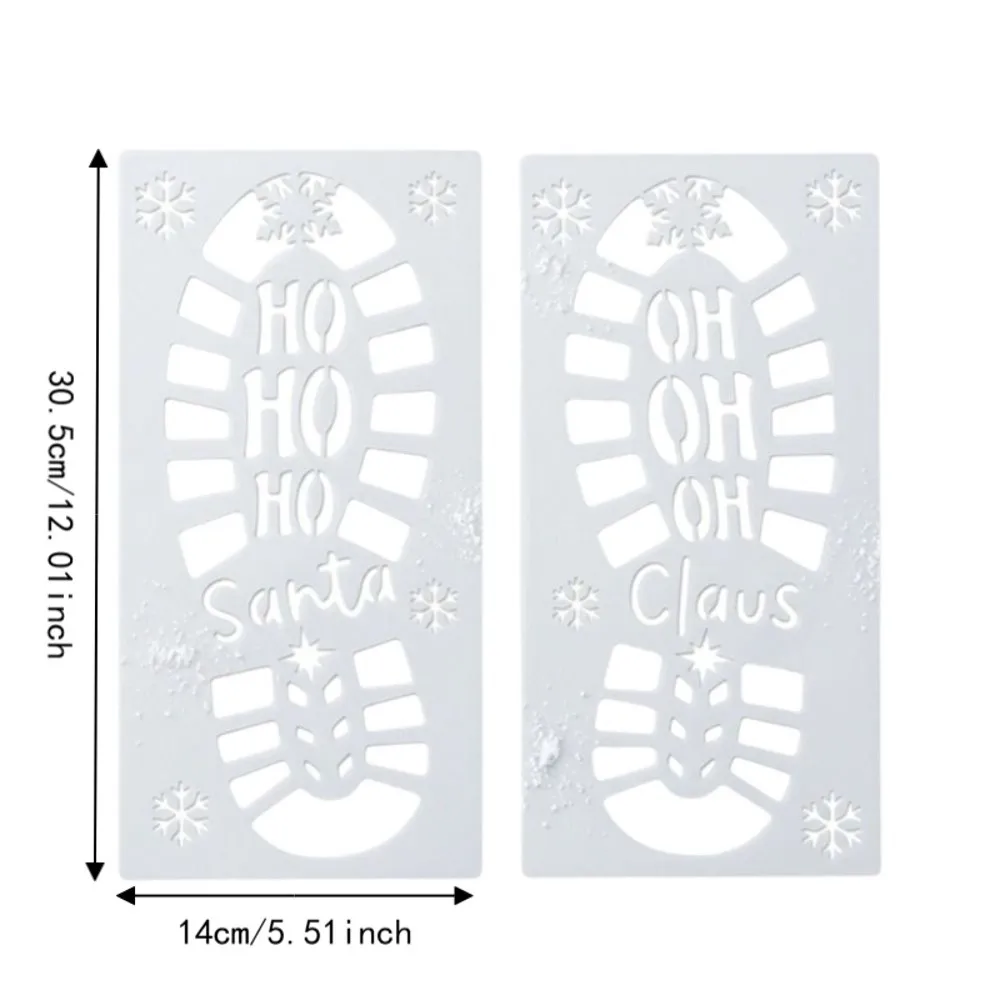 4/6PCS DIY Christmas Footprint Stencils Reusable White Scrapbook Footprint Embossing Stencils Laser-cut Plastic 5