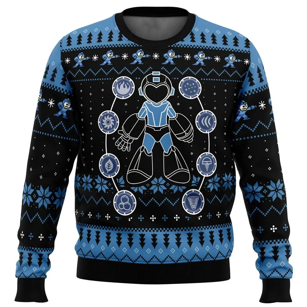 

2026 Autumn/Winter Mega Man Mega Holiday Ugly Christmas Sweater Gift Santa Claus Pullover Men's 3D Sports Shirt Christmas Gift