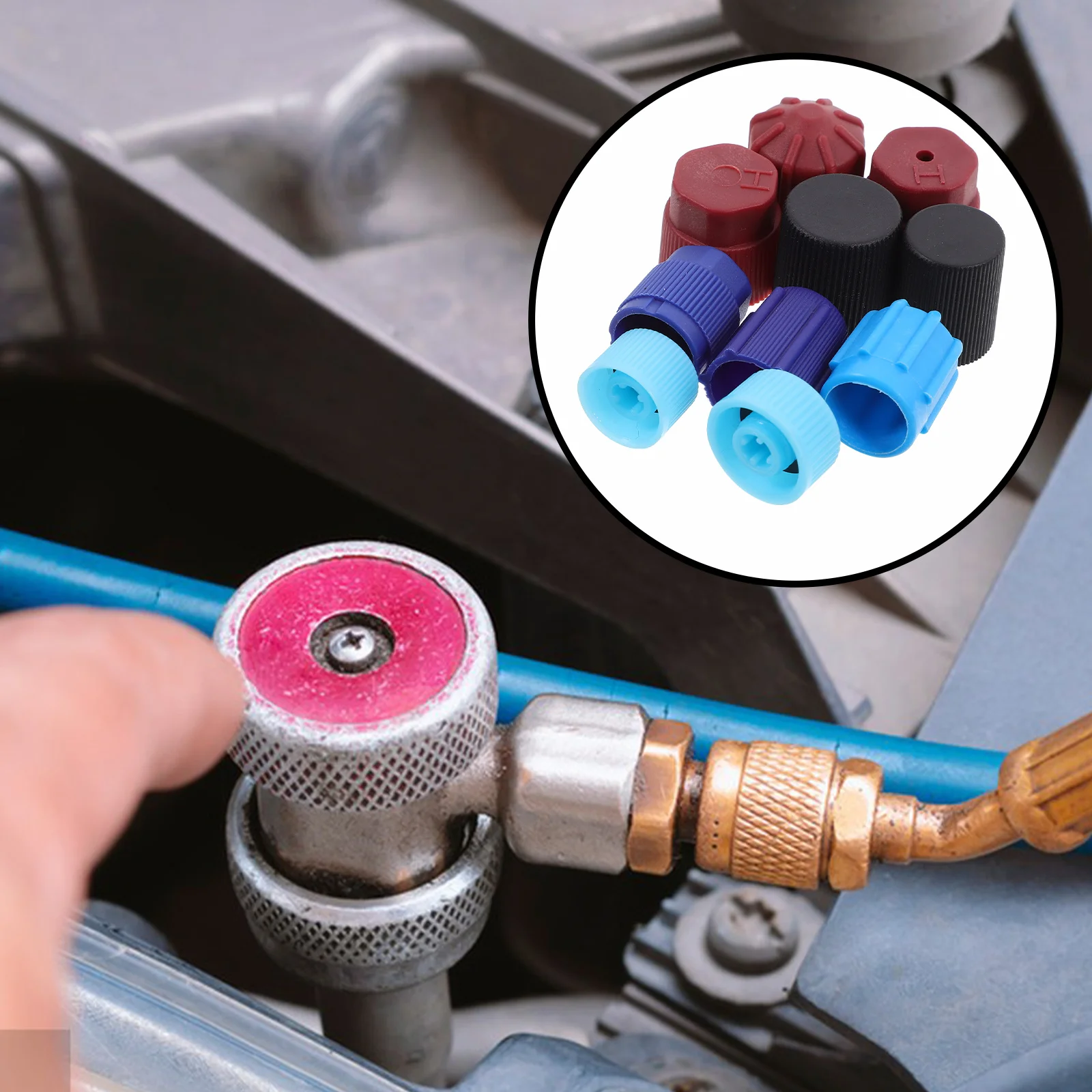 

10Pcs Protective Caps Automotive Ac Valve Core High Low Pressure Dustproof Air Conditioner Servicing Port Caps Recharge Kit