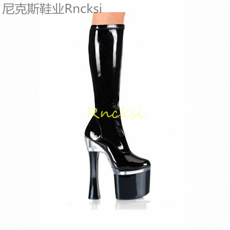 

20cm Pole dancing high-heeled boots training high-heeled dancing boots glossy fashion booties catwalk high heels